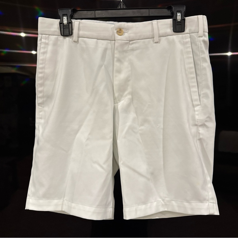 Peter Millar White Flat Front Men's Shorts